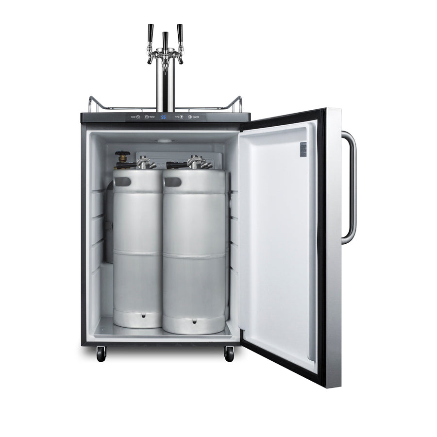 Accucold Freestanding residential beer dispenser, auto defrost with triple tap kit, digital thermostat and stainless steel door (Model SBC635MSSTBTRIPLELHD)