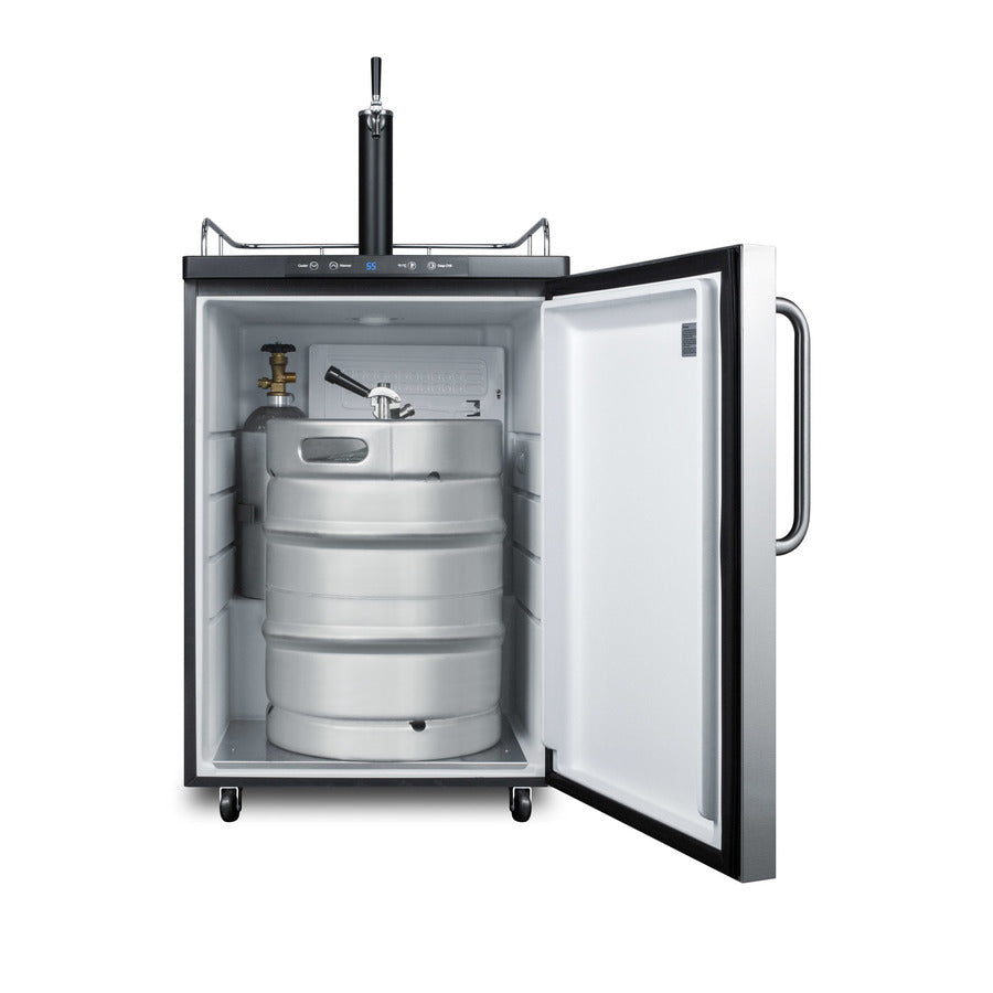 Accucold Freestanding residential beer dispenser, auto defrost with digital thermostat, stainless steel wrapped door, towel bar h (Model SBC635MSSTB)