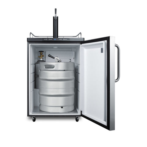 Accucold Freestanding residential beer dispenser, auto defrost with digital thermostat, stainless steel wrapped door, towel bar h (Model SBC635MSSTB)