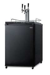 Freestanding residential beer dispenser, auto defrost with triple tap kit, digital thermostat and black exterior finish 