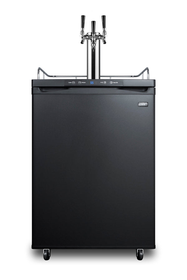 Accucold Freestanding residential beer dispenser, auto defrost with triple tap kit, digital thermostat and black exterior finish (Model SBC635MTRIPLE)