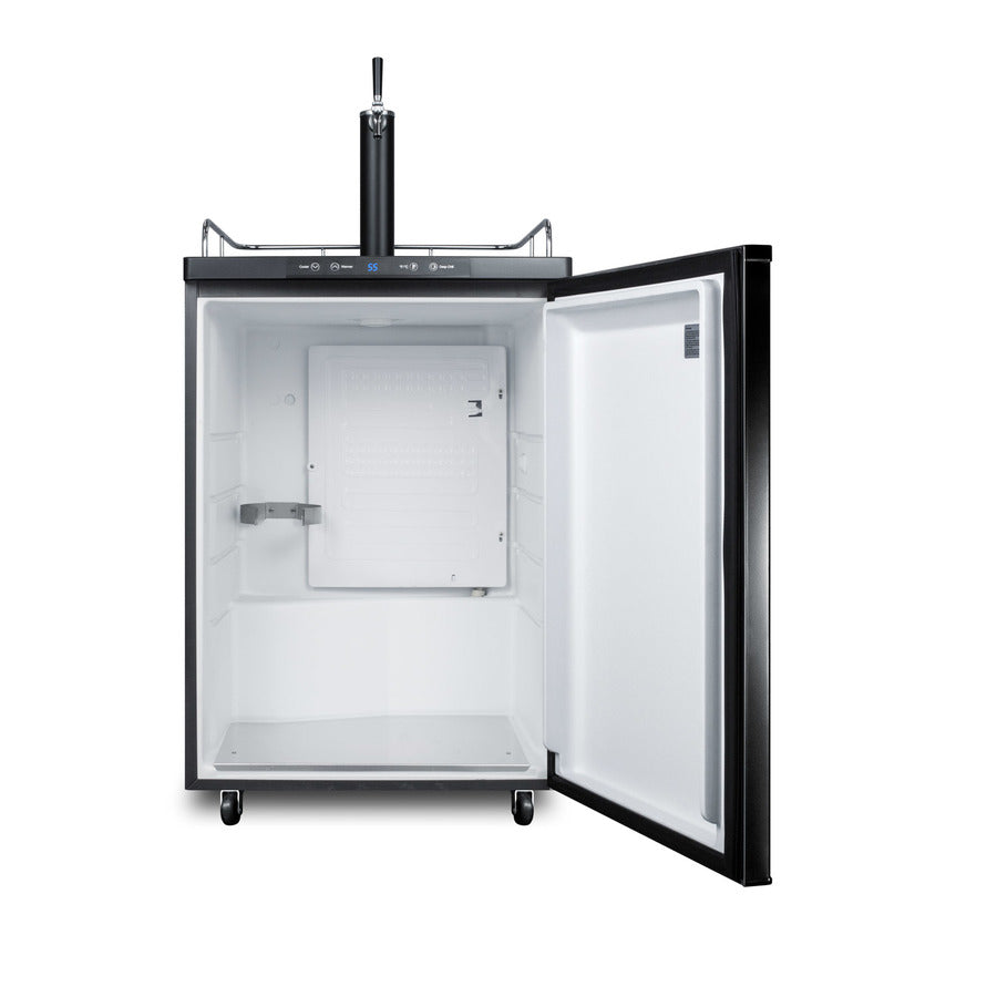 Freestanding white wine keg dispenser in black with digital thermostat and tap kit (Model SBC635MWKDTWIN)