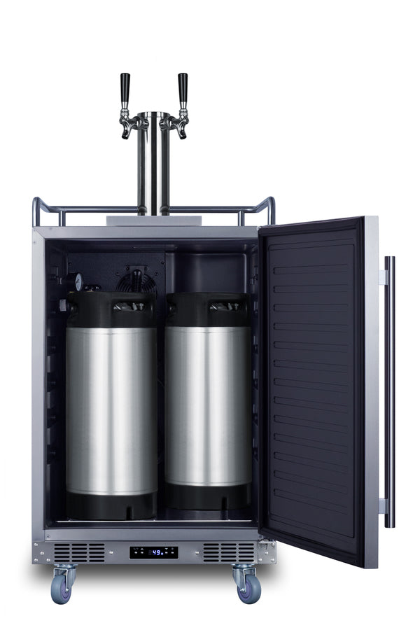 Built-in commercially approved dual tap cold brew kegerator in stainless steel (Model SBC682CFTWIN)