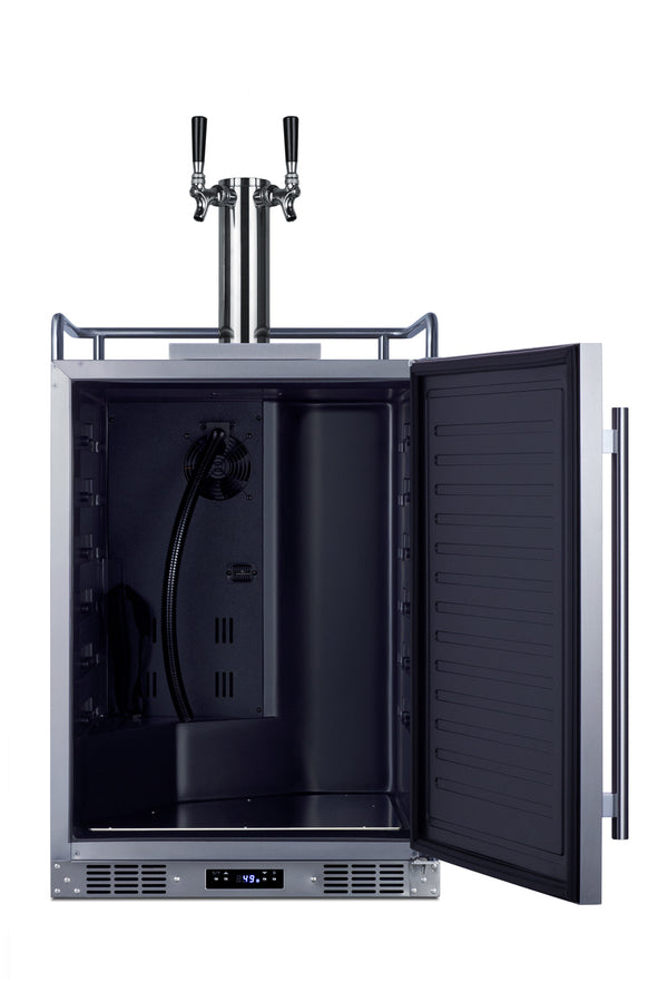 Built-in commercially approved dual tap cold brew kegerator in stainless steel (Model SBC682CFTWINLHD) - Open