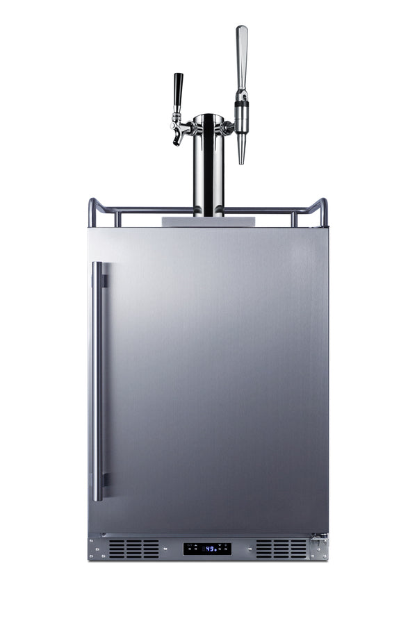 Built-in commercially approved dual tap combo cold brew and nitro coffee kegerator in stainless steel (Model SBC682CMTWI