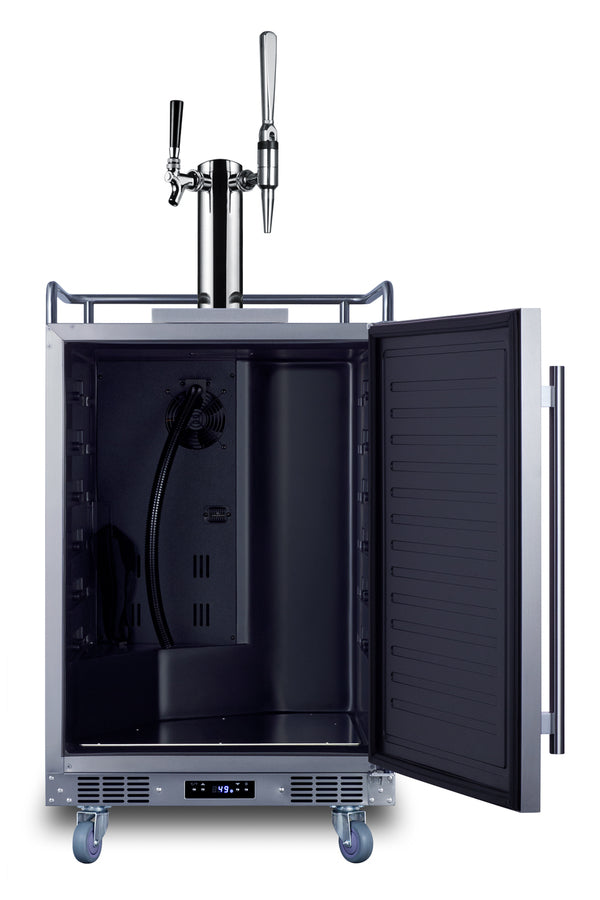 Built-in commercially approved dual tap combo cold brew and nitro coffee kegerator in stainless steel (Model SBC682CMTWI