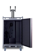 Built-in commercially approved dual tap cold brew kegerator in stainless steel with panel-ready door (Model SBC682PNRCFTWIN) - Open