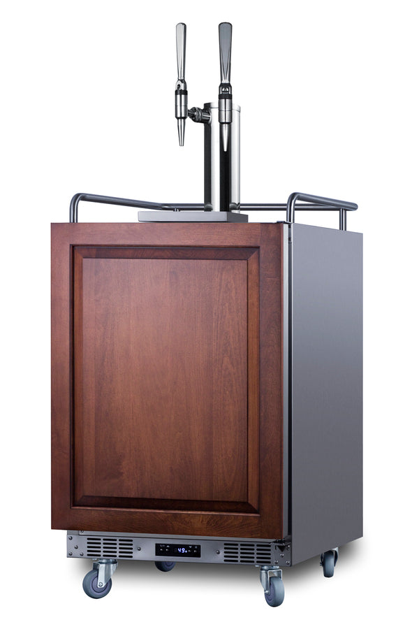 Accucold Built-in commercially approved dual tap nitro coffee kegerator in stainless steel with panel-ready door (Model SBC682PNRNCFTWINLHD)