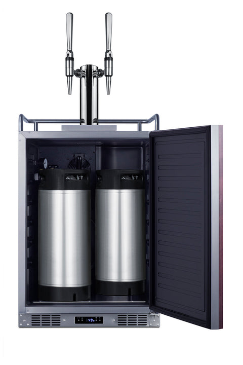 Accucold Built-in commercially approved dual tap nitro coffee kegerator in stainless steel with panel-ready door (Model SBC682PNRNCFTWINLHD)