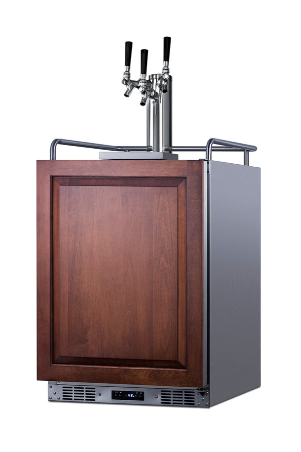 Built-in undercounter triple tap beer kegerator in complete stainless steel with panel-ready door (Model SBC682PNRTRIPLE