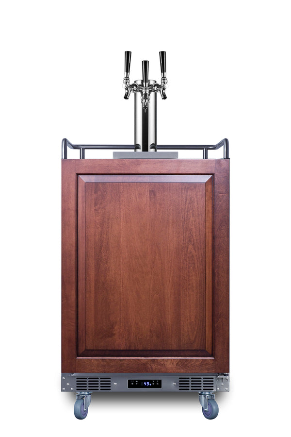 Built-in undercounter triple tap beer kegerator in complete stainless steel with panel-ready door (Model SBC682PNRTRIPLE