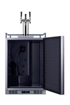 Built-in undercounter triple tap beer kegerator in complete stainless steel with panel-ready door (Model SBC682PNRTRIPLE