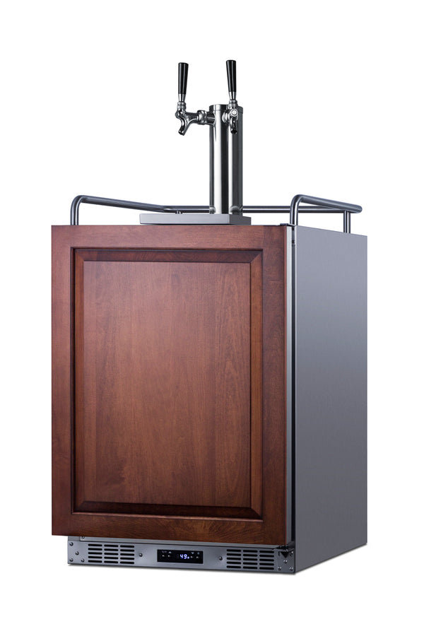 Built-in commercially approved dual tap wine kegerator in stainless steel with panel-ready door (Model SBC682PNRWKDTWINL