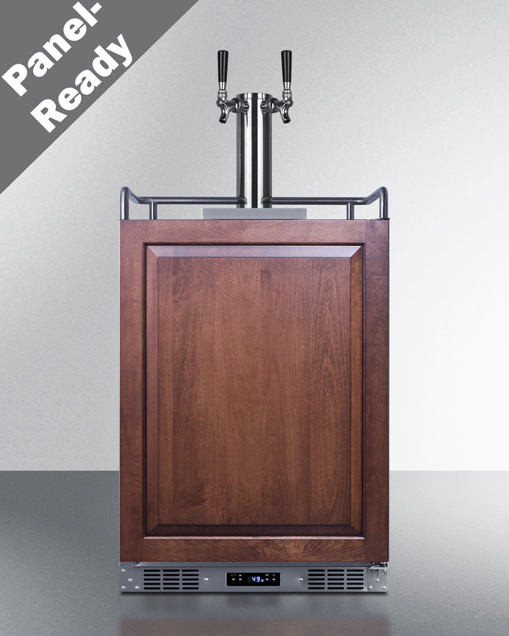 Built-in commercially approved dual tap wine kegerator in stainless steel with panel-ready door (Model SBC682PNRWKDTWINL