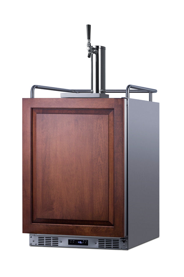 Built-in undercounter single tap beer kegerator in complete stainless steel with panel-ready door (Model SBC682PNRLHD)
