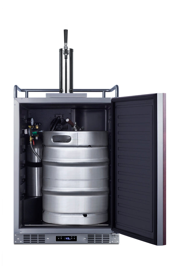 Built-in undercounter single tap beer kegerator in complete stainless steel with panel-ready door (Model SBC682PNR) - Full
