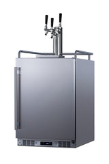 Built-in Undercounter Outdoor Triple Tap Beer Kegerator in Complete Stainless Steel - Angle