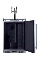 Built-in Undercounter Outdoor Triple Tap Beer Kegerator in Complete Stainless Steel - Open