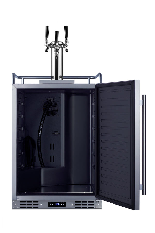 Built-in Undercounter Outdoor Triple Tap Beer Kegerator in Complete Stainless Steel - Open