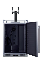 Outdoor/indoor built-in kegerator with dual tap kit to serve both beer and wine - Open