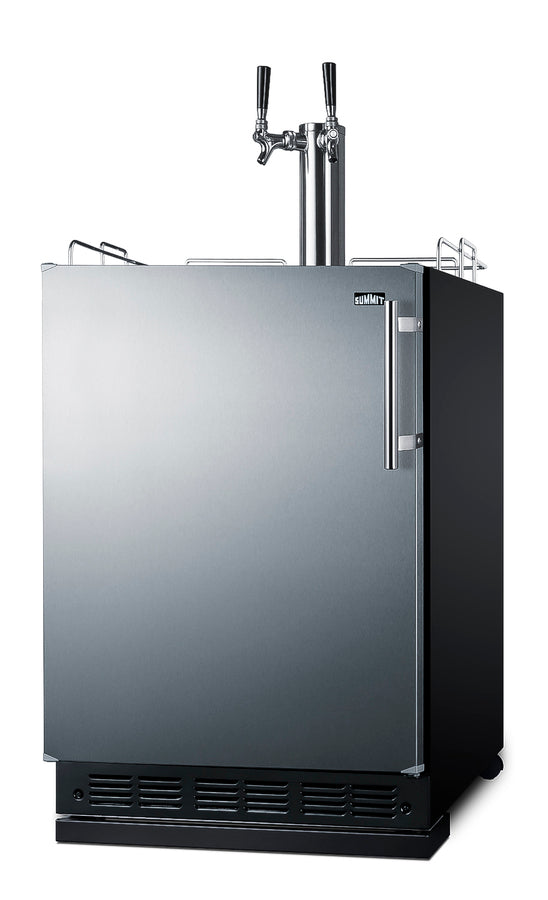 Commercial dual tap cold brew kegerator designed for built-in applications (Model SBC7BRSCF2LHD) - Angle