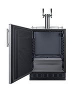 Commercial dual tap cold brew kegerator designed for built-in applications (Model SBC7BRSCF2LHD) - Open