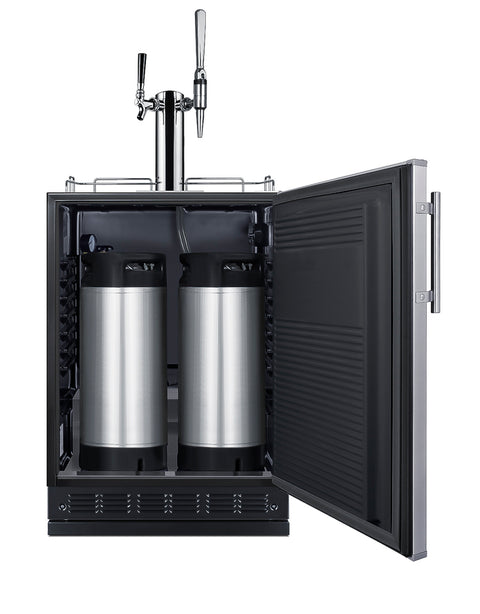 Commercial dual tap cold brew/nitro coffee kegerator designed for built-in applications (Model SBC7BRSCM2)