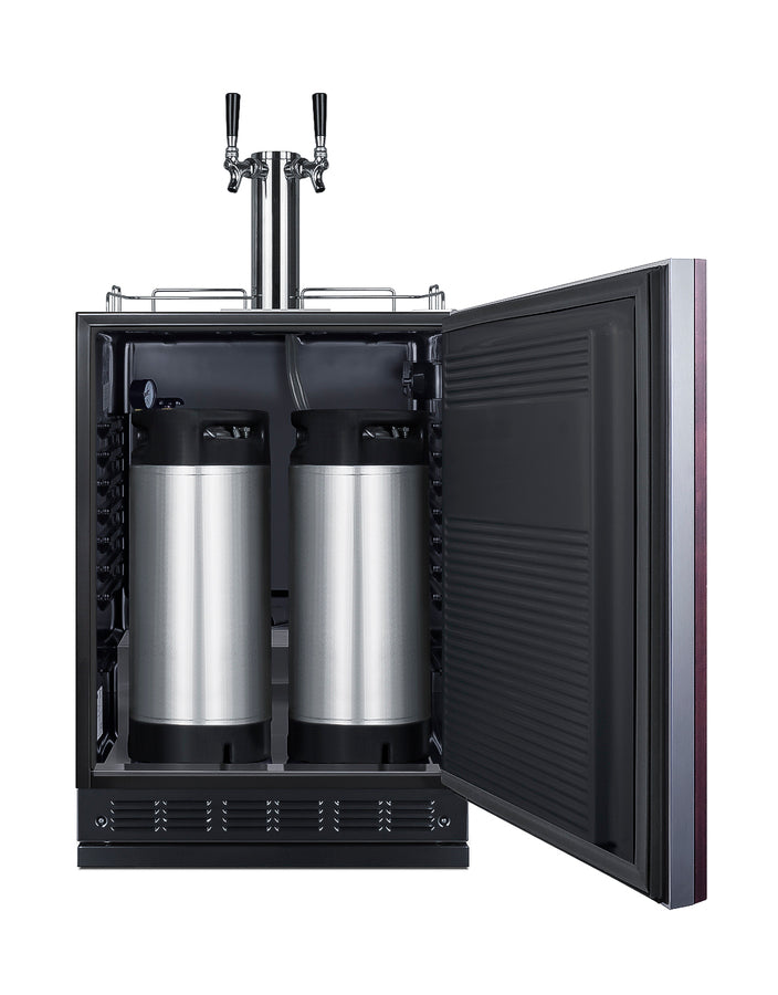Commercial dual tap cold brew kegerator designed for built-in applications (Model SBC7BRSIFCF2LHD) - Full