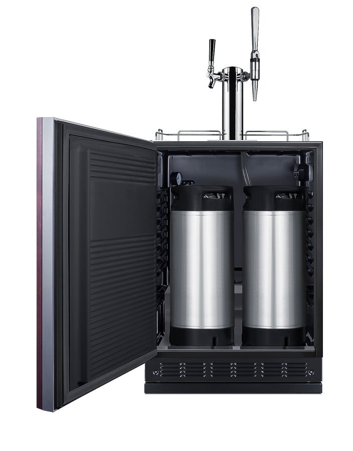 Commercial dual tap cold brew/nitro coffee kegerator designed for built-in applications (Model SBC7BRSIFCM2LHD)