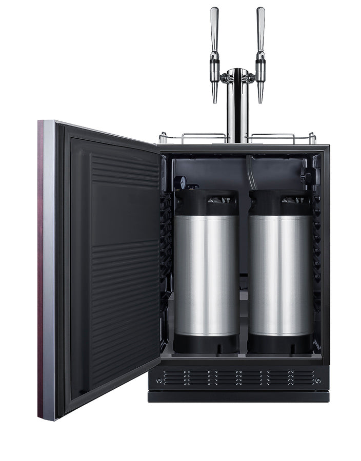 Commercial dual tap nitro coffee kegerator designed for built-in applications (Model SBC7BRSIFNCF2LHD)