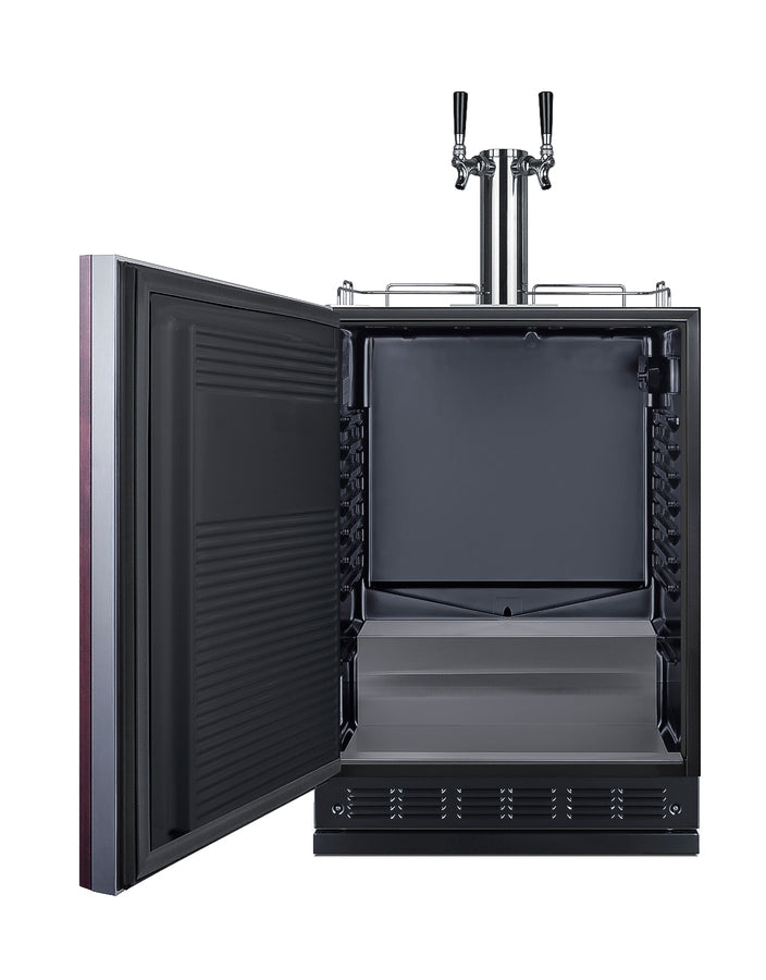 Commercial dual tap wine kegerator designed for built-in applications (Model SBC7BRSIFWK2LHD) - Open