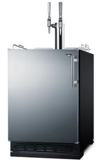 Accucold Commercial dual tap nitro coffee kegerator designed for built-in applications (Model SBC7BRSNCF2LHD)