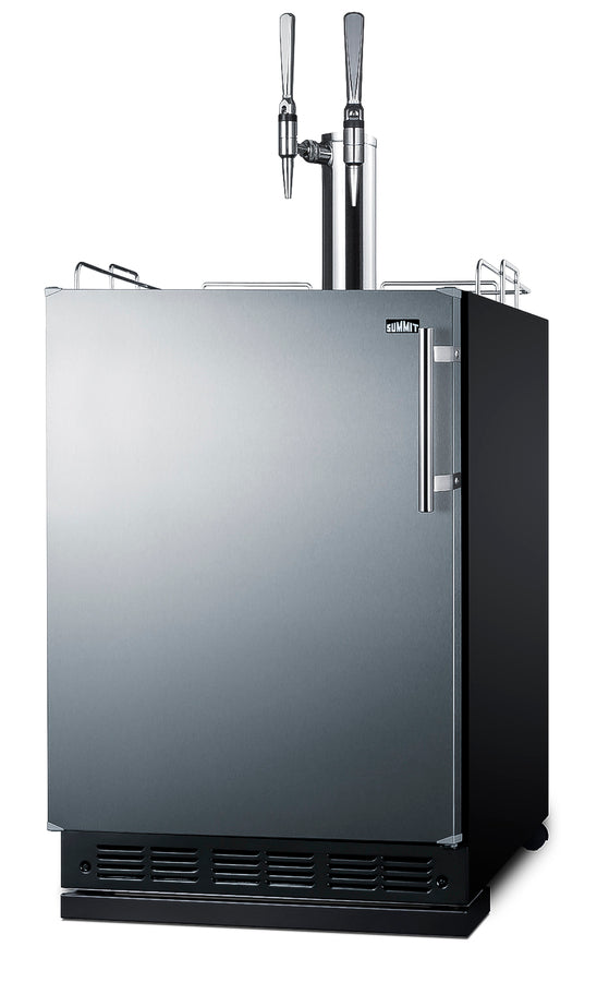 Accucold Commercial dual tap nitro coffee kegerator designed for built-in applications (Model SBC7BRSNCF2LHD)