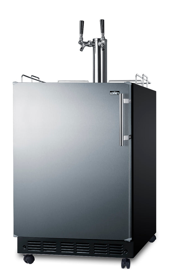 Commercial dual tap wine kegerator designed for built-in applications (Model SBC7BRSWK2LHD) - Angle