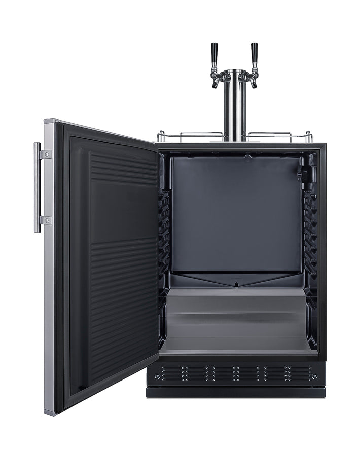 Commercial dual tap wine kegerator designed for built-in applications (Model SBC7BRSWK2LHD) - Open