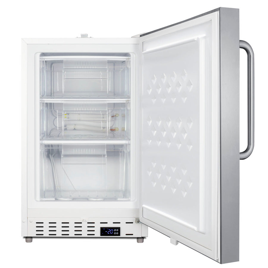 Accucold 20" wide built-in undercounter ADA compliant commercial all-freezer, Left Hinge – SCF505SSTBADALHD - Open