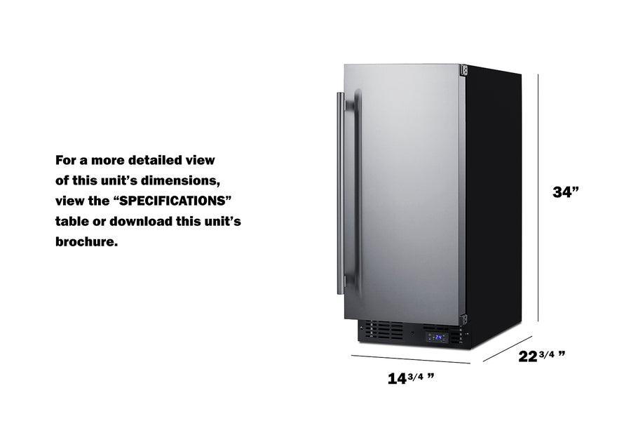 15" Wide Frost-free Freezer for Built-in or Freestanding Use, with Reversible Stainless Steel Door and Lock (Model SCFF1