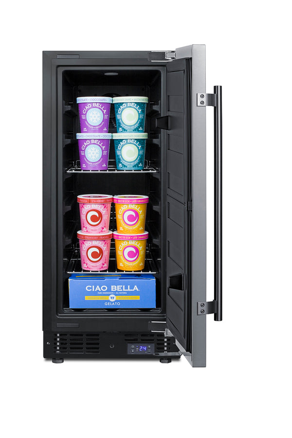 15" Wide Frost-free Freezer for Built-in or Freestanding Use, with Reversible Stainless Steel Door and Lock (Model SCFF1