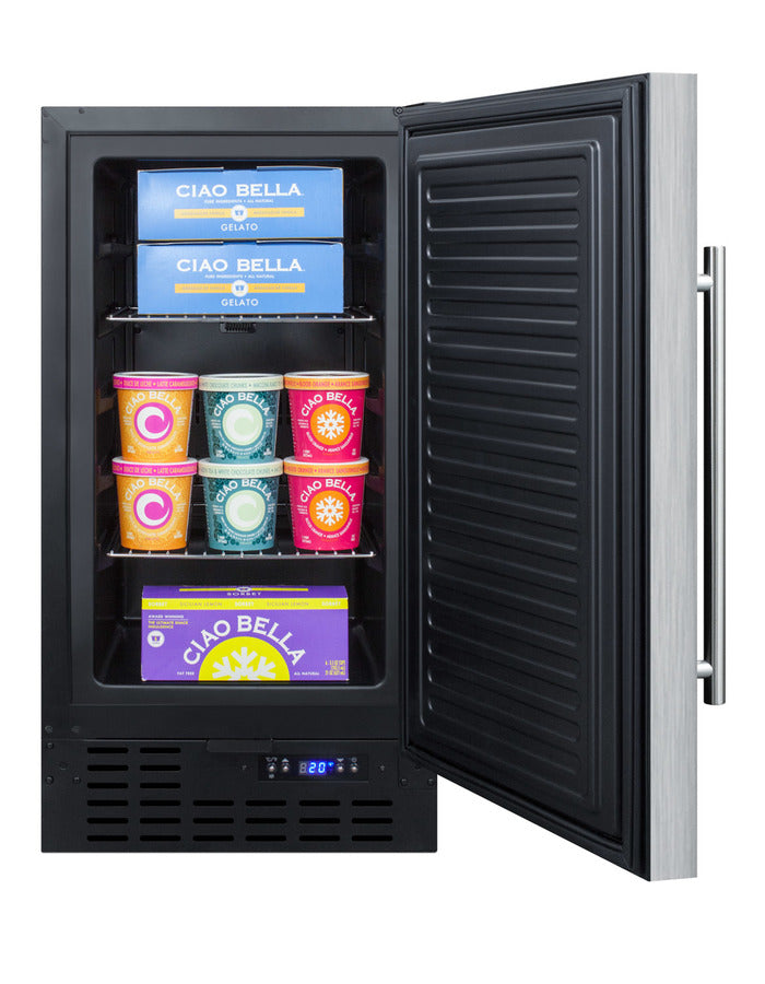 18" Wide Frost-free Freezer Built-in or Freestanding Use, with Stainless Steel Exterior, Lock, and Digital Thermostat - Full