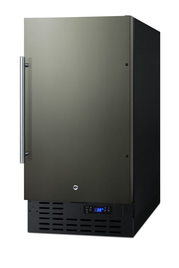 Accucold ADA compliant 18" wide built-in undercounter frost-free freezer with black stainless steel door, lock, and digital therm, ADA (Model SCFF1842KSADALHD)