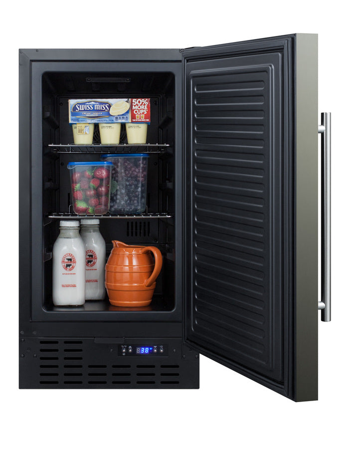 Accucold 18" Wide Built-in Undercounter Frost-free Freezer with Black Stainless Steel Door, Lock, and Digital Thermostat (Model SCFF1842KSLHD)