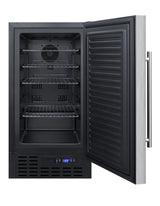 ADA compliant 18" wide frost-free freezer built-in or freestanding use, with SS door, black cabinet, lock, and digital t