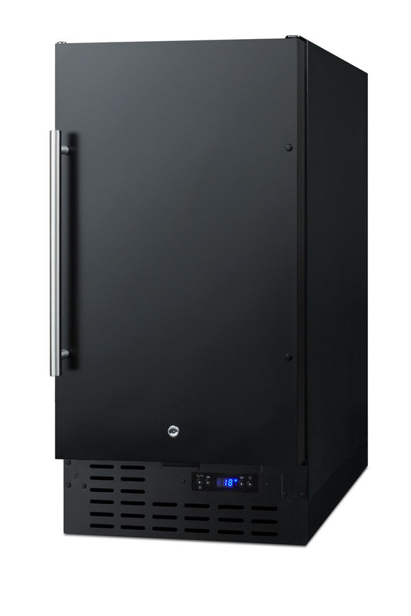 ADA compliant 18" wide frost-free freezer in black for built-in or freestanding use, with lock and digital thermostat, A