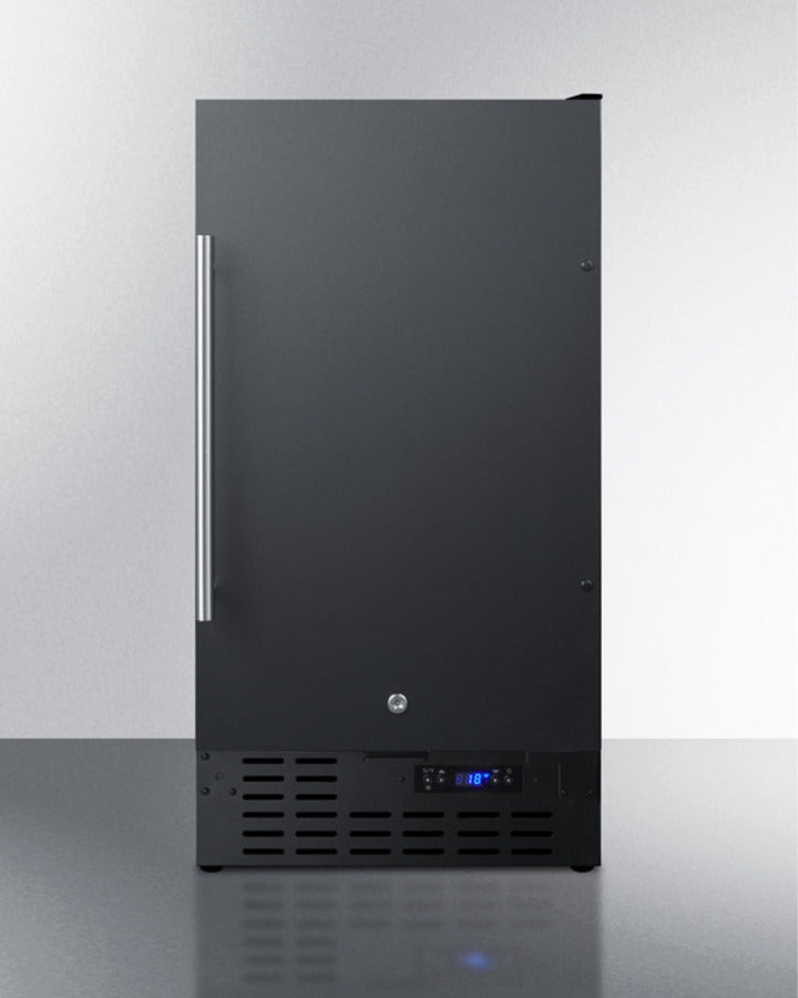 ADA compliant 18" wide frost-free freezer in black for built-in or freestanding use, with lock and digital thermostat, A