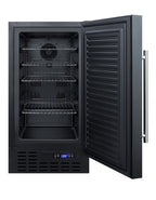 ADA compliant 18" wide frost-free freezer in black for built-in or freestanding use, with lock and digital thermostat, A