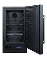 ADA compliant 18" wide frost-free freezer in black for built-in or freestanding use, with lock and digital thermostat, A