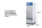 Full-sized glass door commercial display freezer (Model SCFF262GRH) - Dimensions