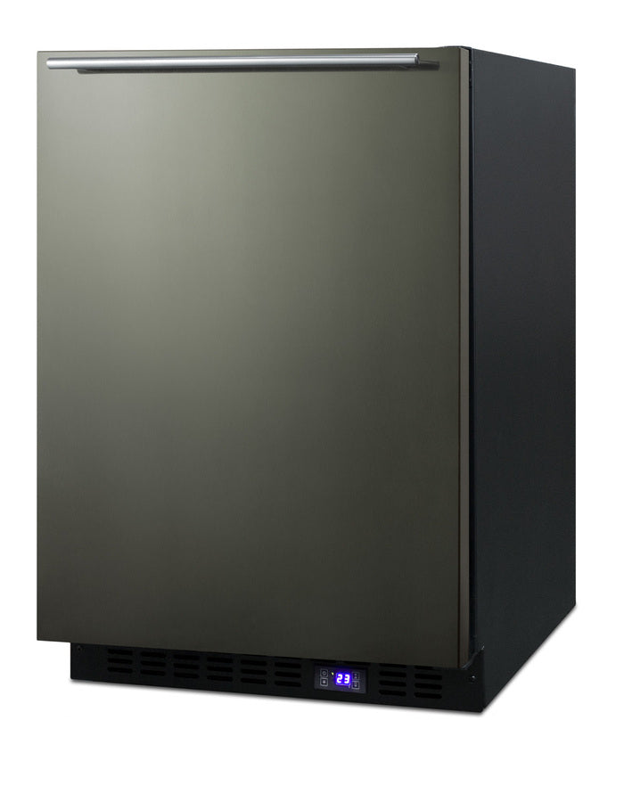 Frost-free built-in undercounter all-freezer for residential or commercial use, with black stainless steel door, horizon
