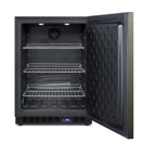 Frost-free built-in undercounter all-freezer for residential or commercial use, with black stainless steel door, horizon