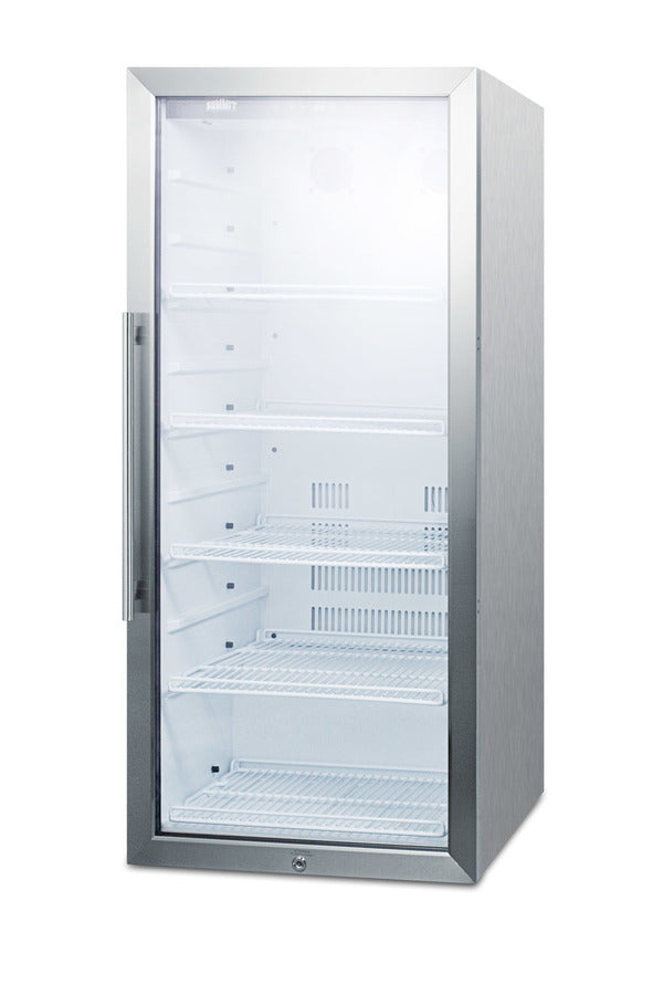 Accucold 9 cu.ft. commercial glass door beverage merchandiser designed, Stainless Steel – SCR1006CSS - Angle